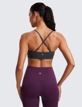 Load image into Gallery viewer, CRZ YOGA Butterluxe V-Neck Sports Bras for Women - Adjustable Thin Straps Padded Yoga Top Basic Wireless Camisole Mysterious Grey
