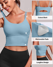 Load image into Gallery viewer, Everrysea Longline Sports Bra for Women Padded Workout Tank Tops Built in Bras Strappy Yoga Corp Top Camisole

