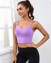 Load image into Gallery viewer, Everrysea Longline Sports Bra for Women Padded Workout Tank Tops Built in Bras Strappy Yoga Corp Top Camisole
