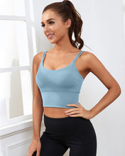 Load image into Gallery viewer, Everrysea Longline Sports Bra for Women Padded Workout Tank Tops Built in Bras Strappy Yoga Corp Top Camisole
