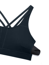 Load image into Gallery viewer, CRZ YOGA Women's Strappy Sports Bras Fitness Workout Padded Yoga Criss Cross Back Cami True Navy
