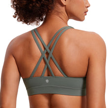 Load image into Gallery viewer, CRZ YOGA Women's Strappy Sports Bras Fitness Workout Padded Yoga Criss Cross Back Cami Grey Sage
