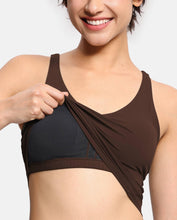 Load image into Gallery viewer, Women’s Longline Sports Bra Wirefree Padded Medium Support Yoga Bras Gym Running Workout Tank Tops Brown
