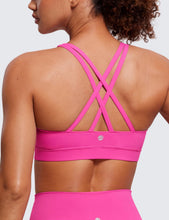 Load image into Gallery viewer, CRZ YOGA Women's Strappy Sports Bras Fitness Workout Padded Yoga Criss Cross Back Cami Hibiscus Purple

