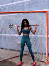 Load image into Gallery viewer, Women’s Yoga Outfits 2 piece Set Workout Tracksuits Sports Bra High Waist Legging Active Wear Athletic Clothing Set (Small, 1917 Teal Green)
