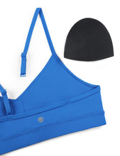 Load image into Gallery viewer, CRZ YOGA Butterluxe V-Neck Sports Bras for Women - Adjustable Thin Straps Padded Yoga Top Basic Wireless Camisole Sparkle Blue
