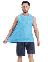 Load image into Gallery viewer, EZRUN Men's Tank Tops Quick Dry Workout Muscle Sleeveless Shirts Summer Gym Athletic Shirt for Swim Beach Running Light Blue
