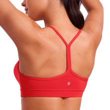 Load image into Gallery viewer, CRZ YOGA Butterluxe Womens Y Back Sports Bra - Padded Racerback Low Impact Spaghetti Thin Strap Workout Yoga Top Deep Red
