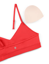 Load image into Gallery viewer, CRZ YOGA Butterluxe V-Neck Sports Bras for Women - Adjustable Thin Straps Padded Yoga Top Basic Wireless Camisole Deep Red
