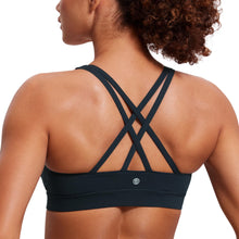 Load image into Gallery viewer, CRZ YOGA Women's Strappy Sports Bras Fitness Workout Padded Yoga Criss Cross Back Cami True Navy
