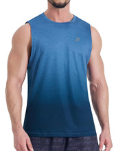 Load image into Gallery viewer, EZRUN Men's Tank Tops Quick Dry Workout Muscle Sleeveless Shirts Summer Gym Athletic Shirt for Swim Beach Running Gradient Blue
