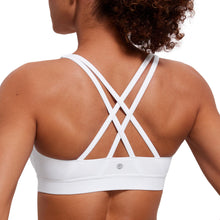 Load image into Gallery viewer, CRZ YOGA Women's Strappy Sports Bras Fitness Workout Padded Yoga Criss Cross Back Cami White
