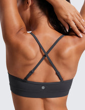 Load image into Gallery viewer, CRZ YOGA Butterluxe V-Neck Sports Bras for Women - Adjustable Thin Straps Padded Yoga Top Basic Wireless Camisole Mysterious Grey
