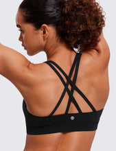 Load image into Gallery viewer, CRZ YOGA Women's Strappy Sports Bras Fitness Workout Padded Yoga Criss Cross Back Cami Black
