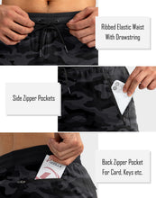Load image into Gallery viewer, Pudolla Men's Lightweight Tapered Jogger Pants with Zip Pockets – Quick-Dry Athletic Running Joggers in Camouflage
