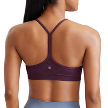 Load image into Gallery viewer, CRZ YOGA Butterluxe Womens Y Back Sports Bra - Padded Racerback Low Impact Spaghetti Thin Strap Workout Yoga Top Deep Purple
