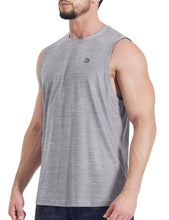 Load image into Gallery viewer, EZRUN Men's Tank Tops Quick Dry Workout Muscle Sleeveless Shirts Summer Gym Athletic Shirt for Swim Beach Running Light Grey
