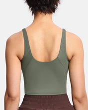 Load image into Gallery viewer, Women’s Longline Sports Bra Wirefree Padded Medium Support Yoga Bras Gym Running Workout Tank Tops Olive Green
