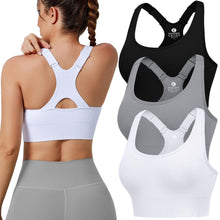 Load image into Gallery viewer, Evercute Adjustable Sports Bras for Women Racerback High Support Bras Set Padded Workout Bras Seamless Yoga Athletic Bras
