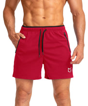 Load image into Gallery viewer, G Gradual Men's 5" Running Shorts with Zip Pockets – Quick-Dry Gym &amp; Athletic Workout Shorts in Red
