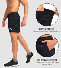 Load image into Gallery viewer, G Gradual Men's 5" Running Shorts with Zip Pockets – Quick-Dry Gym &amp; Athletic Workout Shorts in Grey Camo

