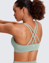 Load image into Gallery viewer, CRZ YOGA Women's Strappy Sports Bras Fitness Workout Padded Yoga Top Criss Cross Back Cami Green Palm Court
