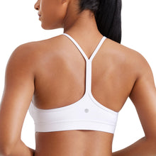 Load image into Gallery viewer, CRZ YOGA Butterluxe Womens Y Back Sports Bra - Padded Racerback Low Impact Spaghetti Thin Strap Workout Yoga Top White
