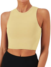 Load image into Gallery viewer, Natural Feelings Nudi Sports Bras for Women Removable Padded Yoga Tank Tops Sleeveless Fitness Workout Crop Tops Cream Yellow
