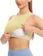 Load image into Gallery viewer, Natural Feelings Nudi Sports Bras for Women Removable Padded Yoga Tank Tops Sleeveless Fitness Workout Crop Tops Cream Yellow
