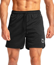 Load image into Gallery viewer, G Gradual Men's 5" Running Shorts with Zip Pockets – Quick-Dry Gym &amp; Athletic Workout Shorts in Black
