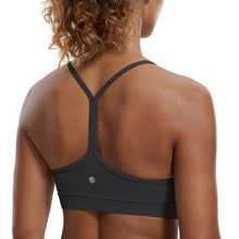 Load image into Gallery viewer, CRZ YOGA Butterluxe Womens Y Back Sports Bra - Padded Racerback Low Impact Spaghetti Thin Strap Workout Yoga Top Mysterious Grey
