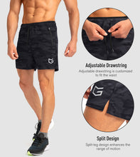 Load image into Gallery viewer, G Gradual Men's 5" Running Shorts with Zip Pockets – Quick-Dry Gym &amp; Athletic Workout Shorts in Grey Camo
