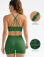 Load image into Gallery viewer, FRESOUGHT Summer Outfits for Women 2023 Trendy Vacation Workout Gym Sets Seamless High Waisted Biker Shorts Set Green
