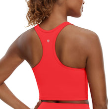 Load image into Gallery viewer, CRZ YOGA Butterluxe Womens Y-Back Racerback Longline Sports Bra - Padded Scoop Neck Workout Crop Tank Top with Built in Pads Deep Red
