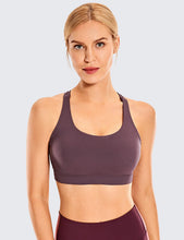 Load image into Gallery viewer, CRZ YOGA Women's Strappy Sports Bras Fitness Workout Padded Yoga Criss Cross Back Cami Arctic Plum
