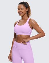 Load image into Gallery viewer, CRZ YOGA Women's Strappy Sports Bras Fitness Workout Padded Yoga Criss Cross Back Cami Lilac
