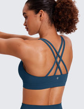 Load image into Gallery viewer, CRZ YOGA Women's Strappy Sports Bras Fitness Workout Padded Yoga Criss Cross Back Cami French Navy
