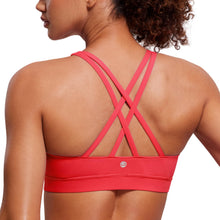 Load image into Gallery viewer, CRZ YOGA Women's Strappy Sports Bras Fitness Workout Padded Yoga Criss Cross Back Cami Crimson
