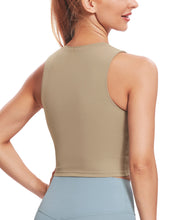 Load image into Gallery viewer, Natural Feelings Nudi Sports Bras for Women Removable Padded Yoga Tank Tops Sleeveless Fitness Workout Crop Tops Khaki
