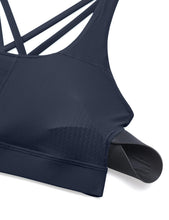 Load image into Gallery viewer, CRZ YOGA Women's Strappy Sports Bras Fitness Workout Padded Yoga Criss Cross Back Cami Navy
