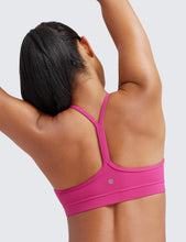 Load image into Gallery viewer, CRZ YOGA Butterluxe Womens Y Back Sports Bra - Padded Racerback Low Impact Spaghetti Thin Strap Workout Yoga Top Hibiscus Purple
