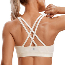 Load image into Gallery viewer, CRZ YOGA Women's Strappy Sports Bras Fitness Workout Padded Yoga Criss Cross Back Cami White Apricot

