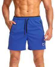 Load image into Gallery viewer, G Gradual Men's 5" Running Shorts with Zip Pockets – Quick-Dry Gym &amp; Athletic Workout Shorts in Blue

