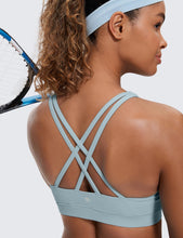 Load image into Gallery viewer, CRZ YOGA Women's Strappy Sports Bras Fitness Workout Padded Yoga Criss Cross Back Cami Cambric Blue

