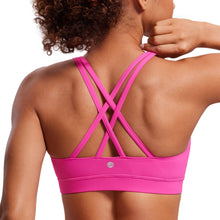 Load image into Gallery viewer, CRZ YOGA Women's Strappy Sports Bras Fitness Workout Padded Yoga Criss Cross Back Cami Hibiscus Purple
