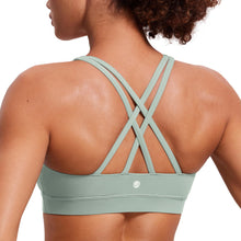 Load image into Gallery viewer, CRZ YOGA Women's Strappy Sports Bras Fitness Workout Padded Yoga Top Criss Cross Back Cami Green Palm Court
