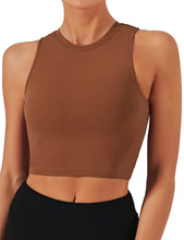 Load image into Gallery viewer, Natural Feelings Nudi Sports Bras for Women Removable Padded Yoga Tank Tops Sleeveless Fitness Workout Crop Tops Coffee Brown

