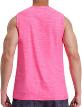 Load image into Gallery viewer, EZRUN Men's Tank Tops Quick Dry Workout Muscle Sleeveless Shirts Summer Gym Athletic Shirt for Swim Beach Running Neon Pink
