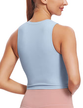 Load image into Gallery viewer, Natural Feelings Sports Bras for Women Removable Padded Yoga Tank Tops Sleeveless Fitness Workout Running Crop Tops Baby Blue
