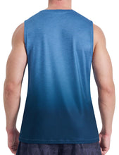 Load image into Gallery viewer, EZRUN Men's Tank Tops Quick Dry Workout Muscle Sleeveless Shirts Summer Gym Athletic Shirt for Swim Beach Running Gradient Blue
